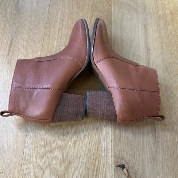 Madewell tan brown leather stacked block heel ankle boots - Picture 8 of 11